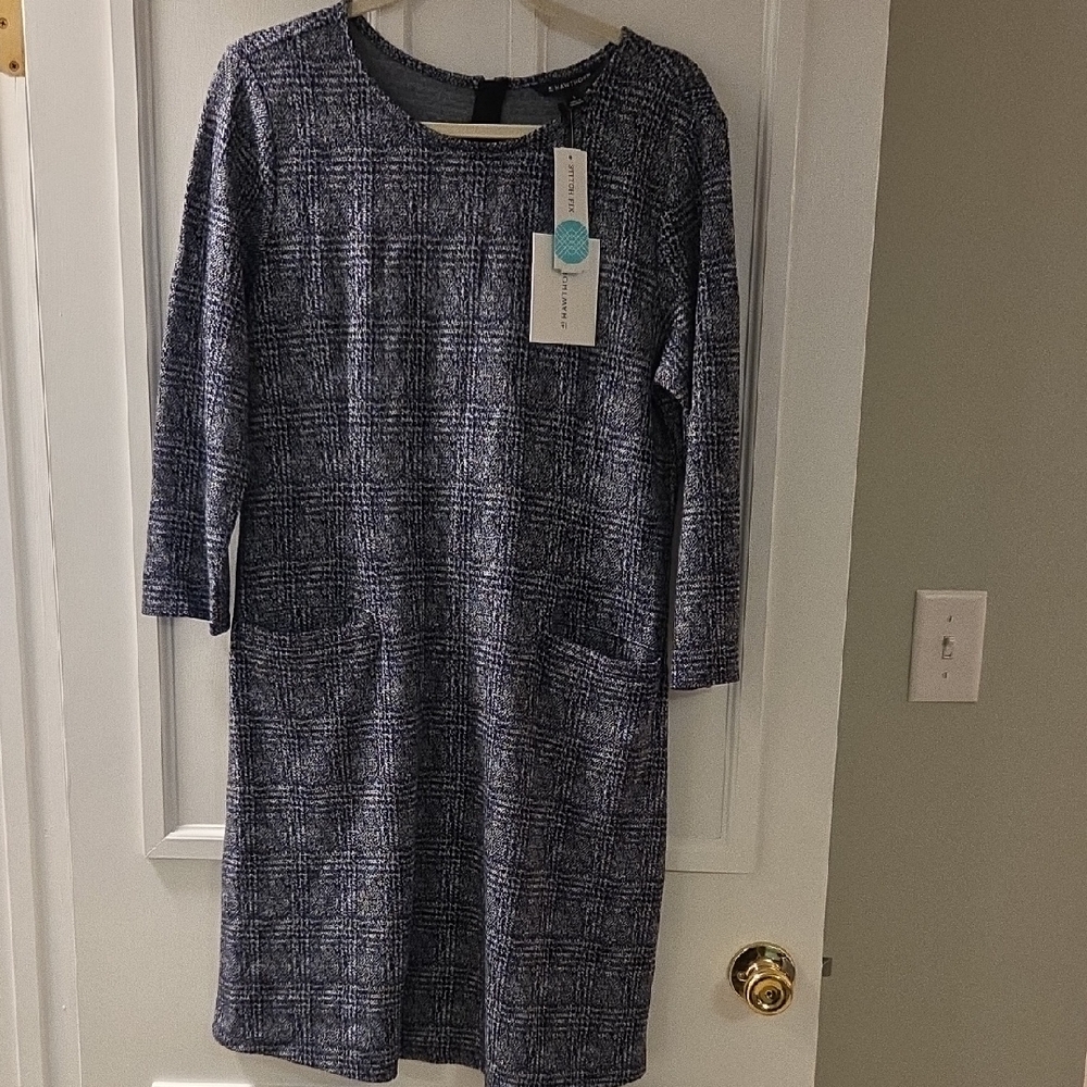 41 Hawthorn Navy and White Patterned Long Sleeve Dress